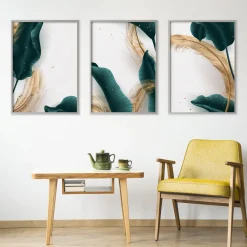 Zestaw 3x Plakat w Ramie Liście Natura 3D 30x40cm