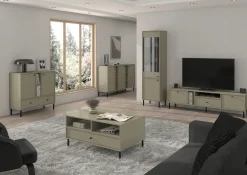 ZIELONA KOMODA 83 cm AVILA Proste METALOWE Nogi Uchwyty 2D