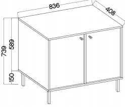 ZIELONA KOMODA 83 cm AVILA Proste METALOWE Nogi Uchwyty 2D