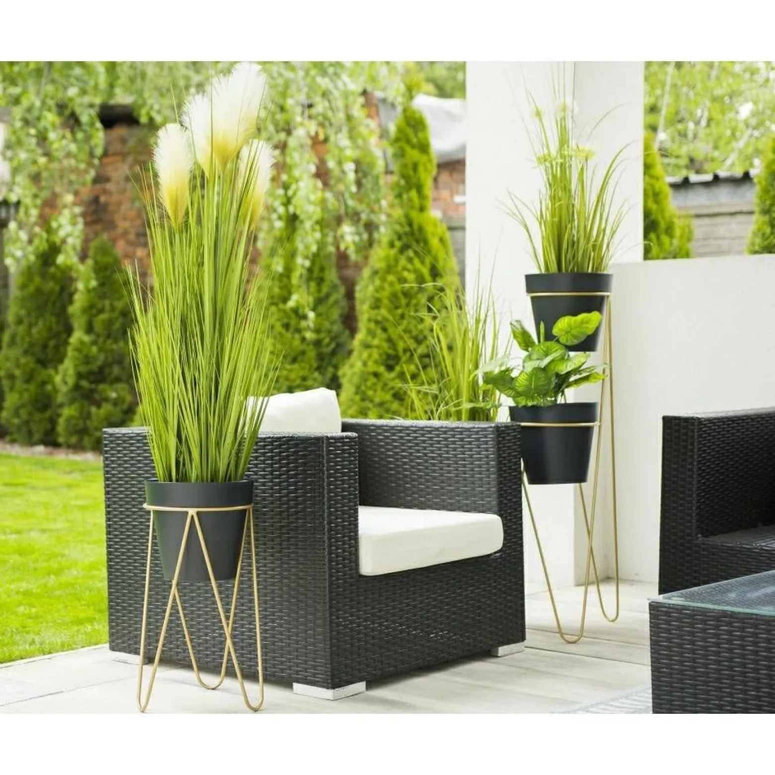 Złoty nowoczesny kwietnik Loft 50 cm
